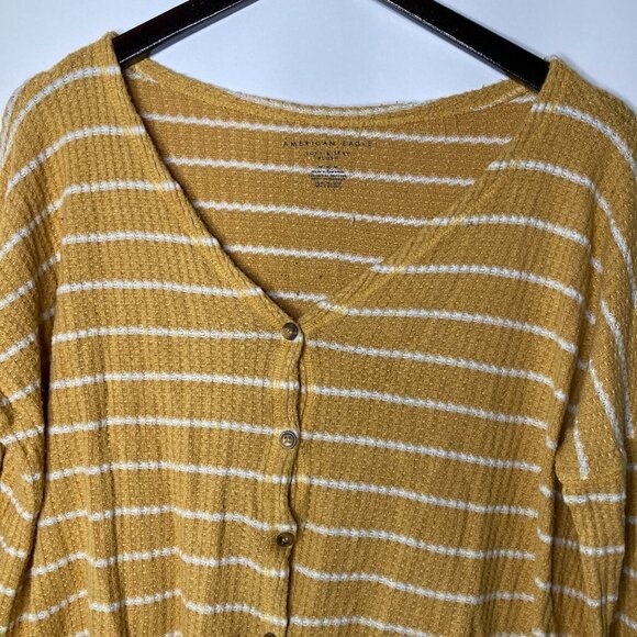 AEO Women's Mustard Yellow Soft & Sexy Plush Cropped Top Size Medium - Picture 10 of 11
